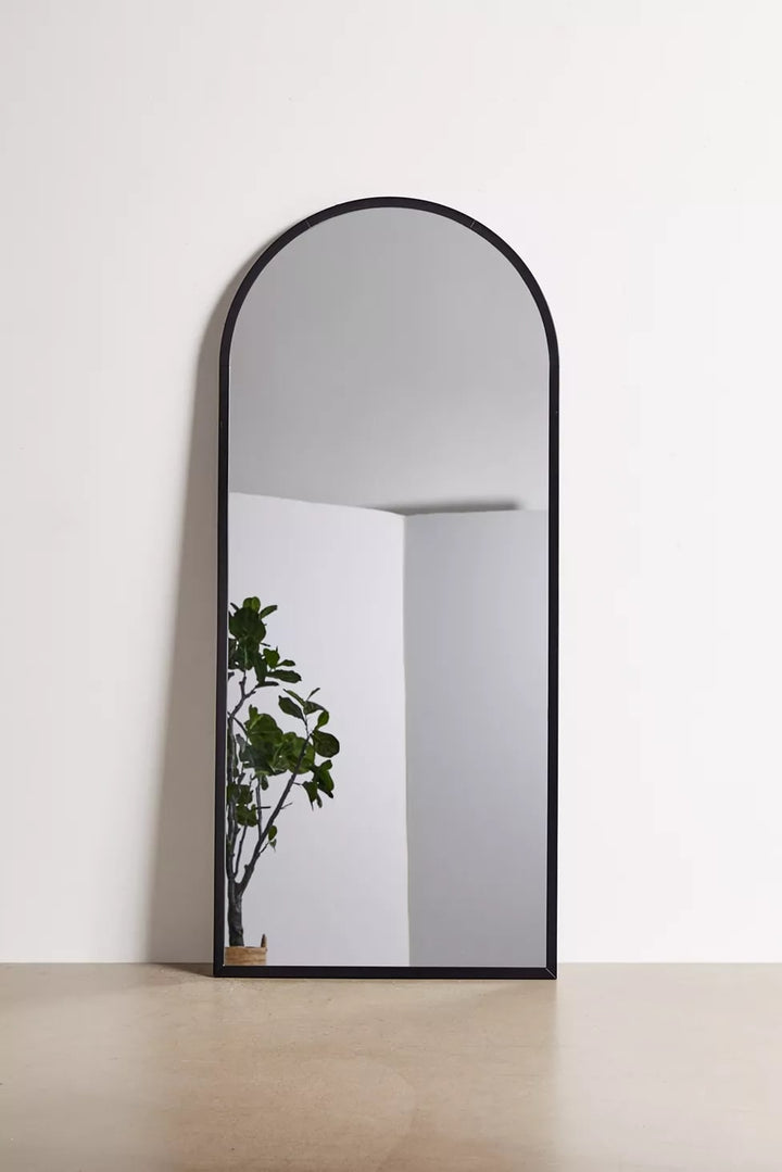 Full Length Luxe U Mirror - Black - Large Bedroom Mirror, Leaning Against Wall - V Surfaces