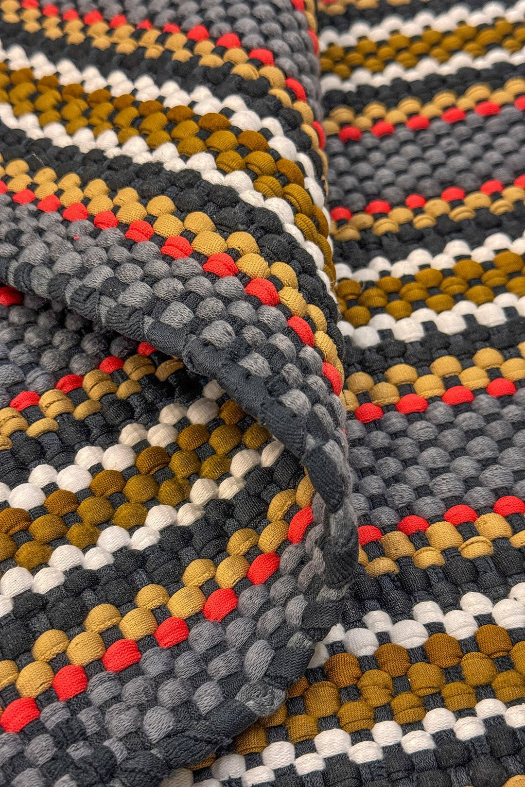 Hand Woven Modern Khaddi Rug - 1.9 x 5.9 FT - Gray and Brown - V Surfaces