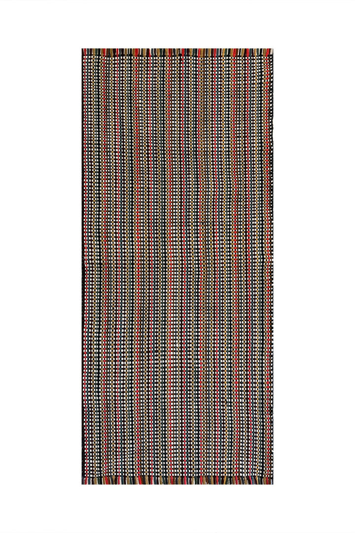 Hand Woven Modern Khaddi Rug - 1.9 x 5.9 FT - Gray and White - V Surfaces