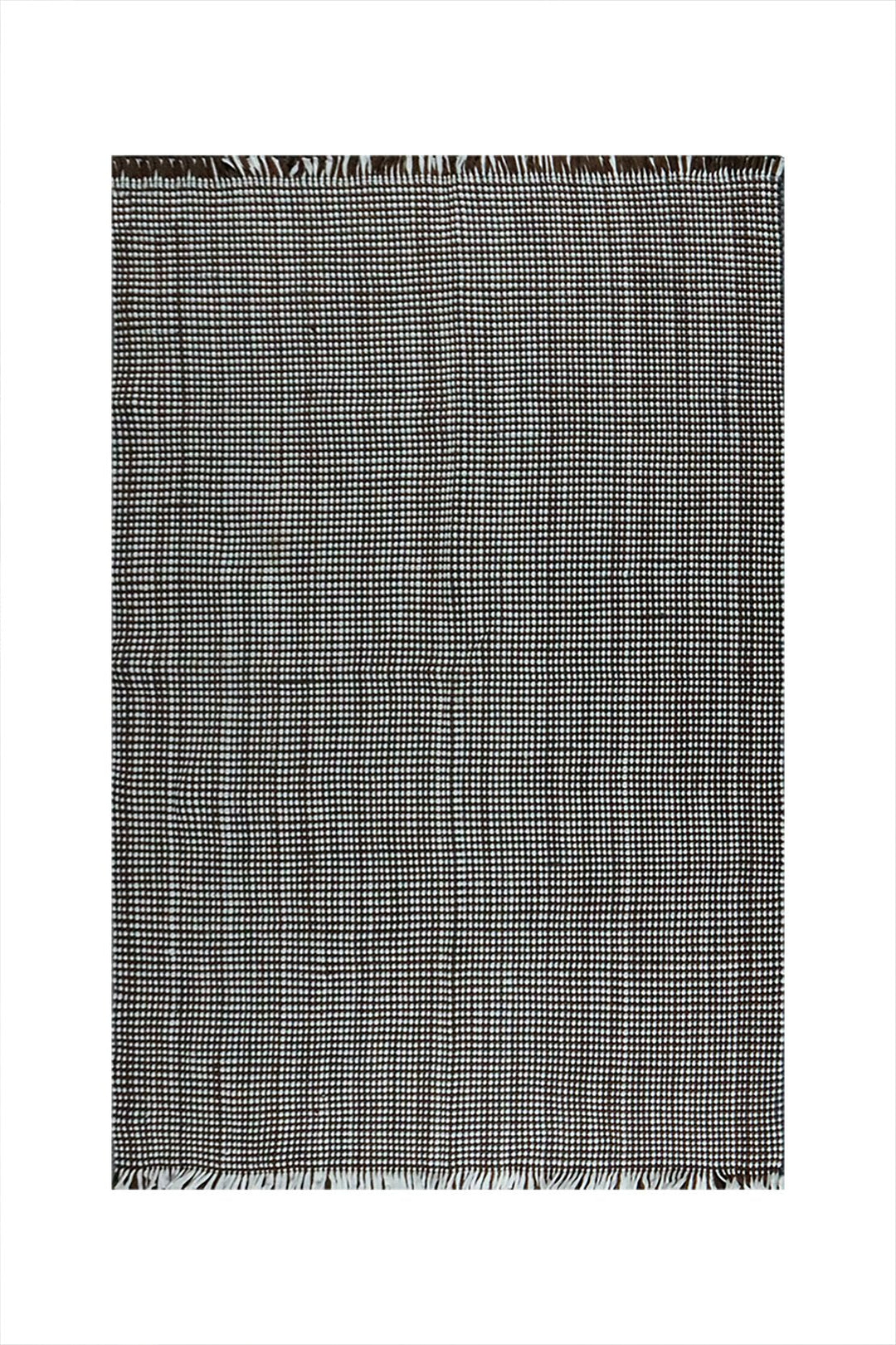 Hand Woven Modern Khaddi Rug - 3.9 x 5.9 FT - Brown and White - V Surfaces