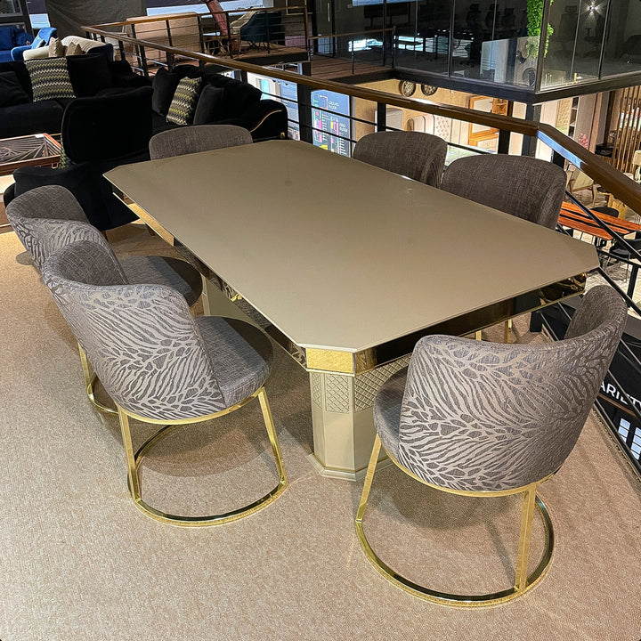 Turkish Sena Dining Table with Fabric Chairs, (Dining Table + 6 Chairs)