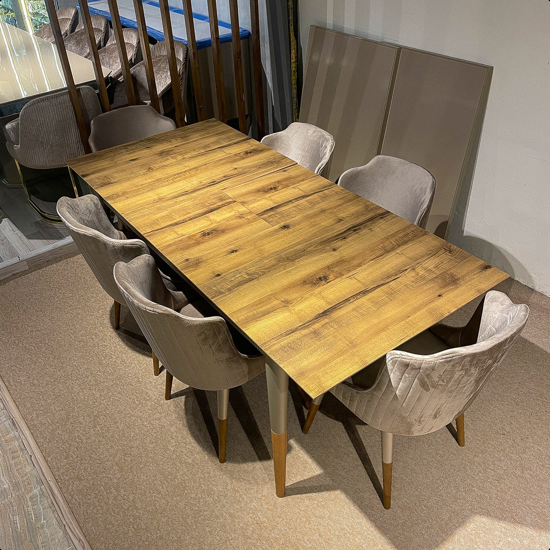 Turkish Side Dining Table with Fabric Chairs (Dining Table + 6 Chairs)