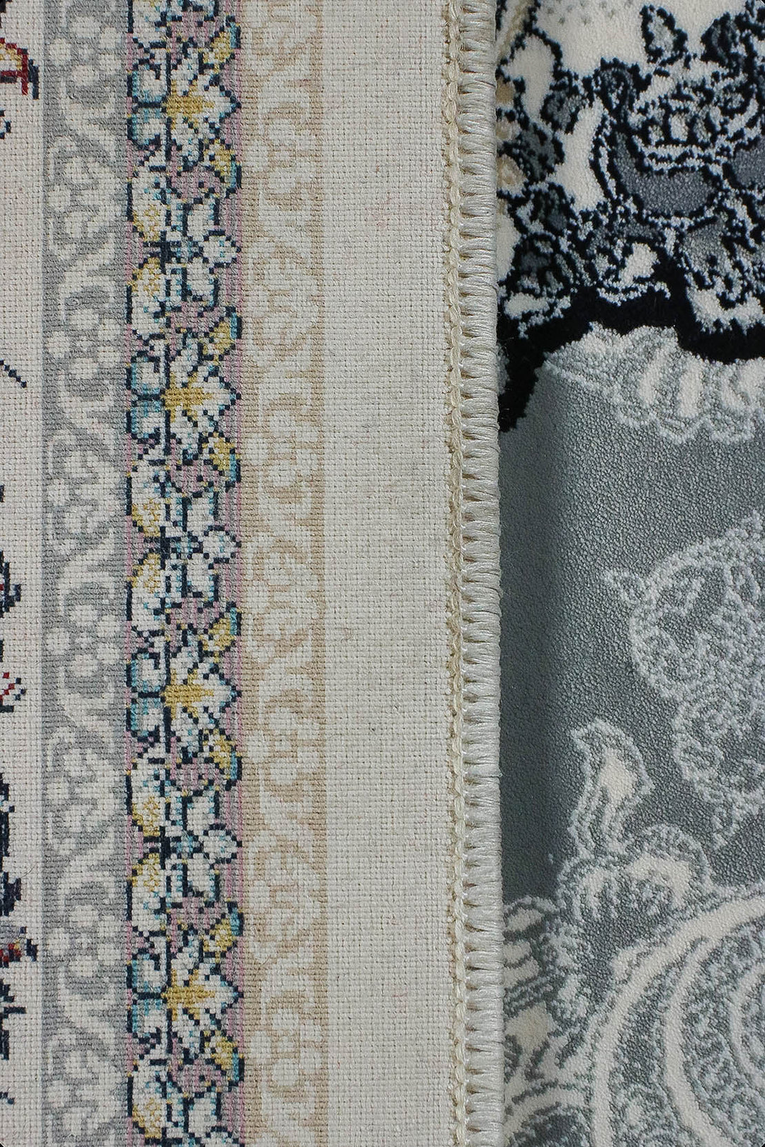 Irani Rug Authentic Persian - 3.9 x 7.4 FT - Gray and Cream - Premium Quality Rug - V Surfaces