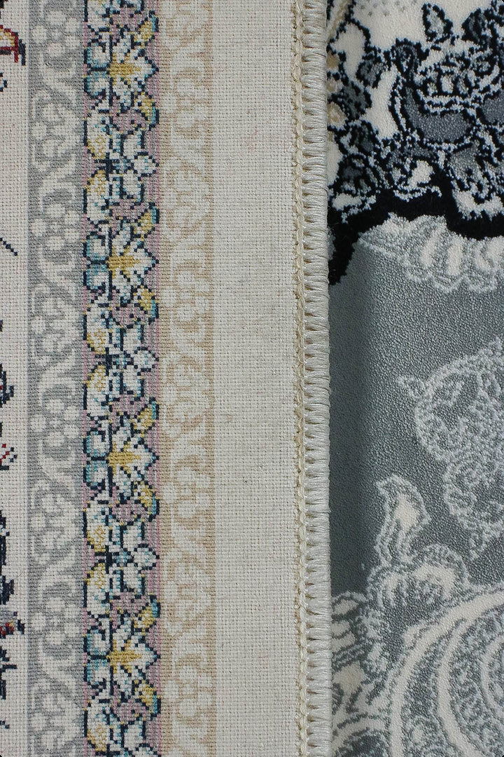 Irani Rug Authentic Persian - 3.9 x 7.4 FT - Gray and Cream - Premium Quality Rug - V Surfaces