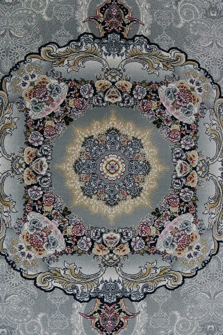 Irani Rug Authentic Persian - 3.9 x 7.4 FT - Gray and Cream - Premium Quality Rug - V Surfaces