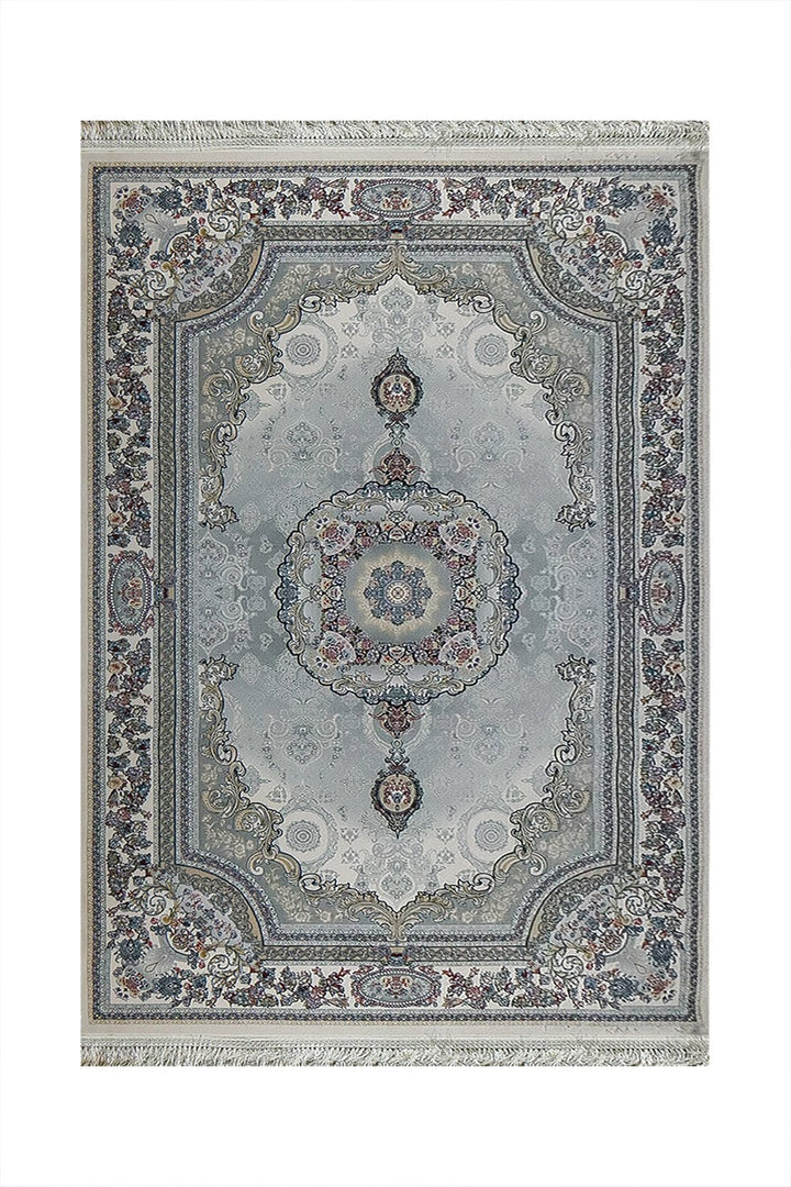 Irani Rug Authentic Persian - 3.9 x 7.4 FT - Gray and Cream - Premium Quality Rug - V Surfaces