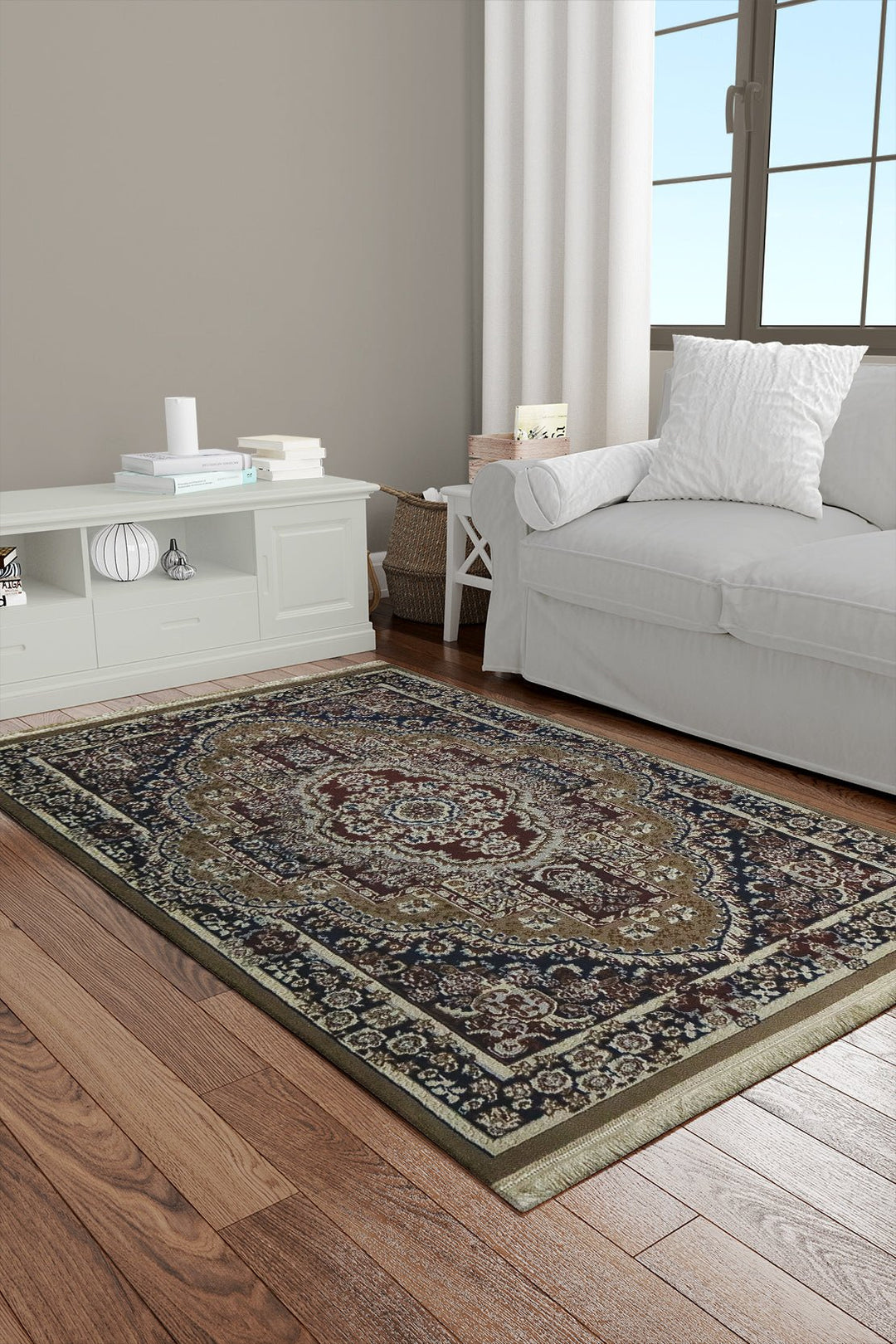 Iranian Premium Farsh-E-Iran Rug - 4.10 x 5.57 FT - Brown - Superior Comfort, Colorful Design and Modern Style Accent Rugs - V Surfaces