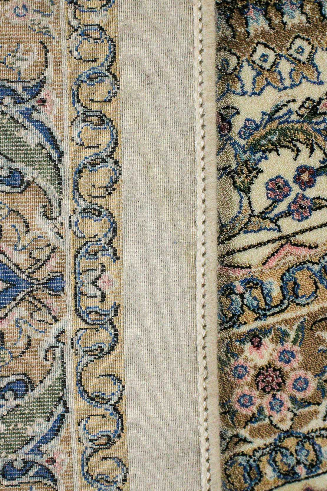 Iranian Premium Quality Silk Rug - 6.5 x 9.8 FT - Beige - Resilient Construction for Long - Lasting Use - V Surfaces