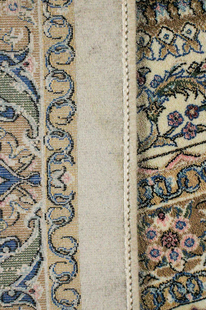 Iranian Premium Quality Silk Rug - 6.5 x 9.8 FT - Beige - Resilient Construction for Long - Lasting Use - V Surfaces