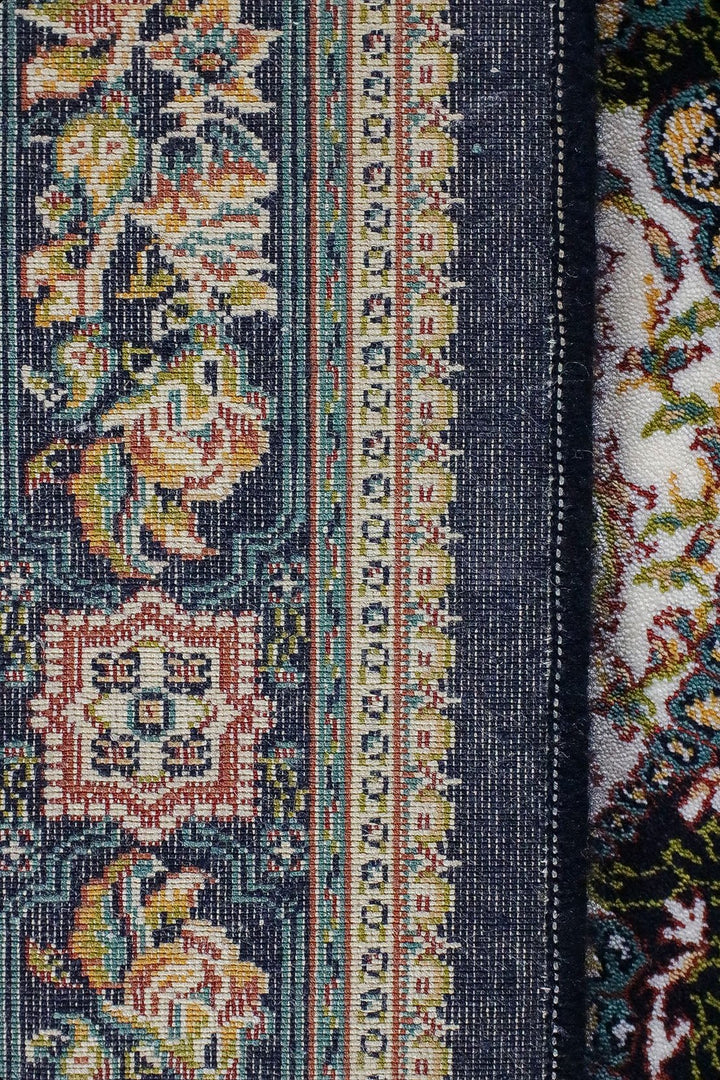 Iranian Rug Farsh e Nageen Premium Quality Rug - 3.3 x 9.8 FT - Blue - V Surfaces