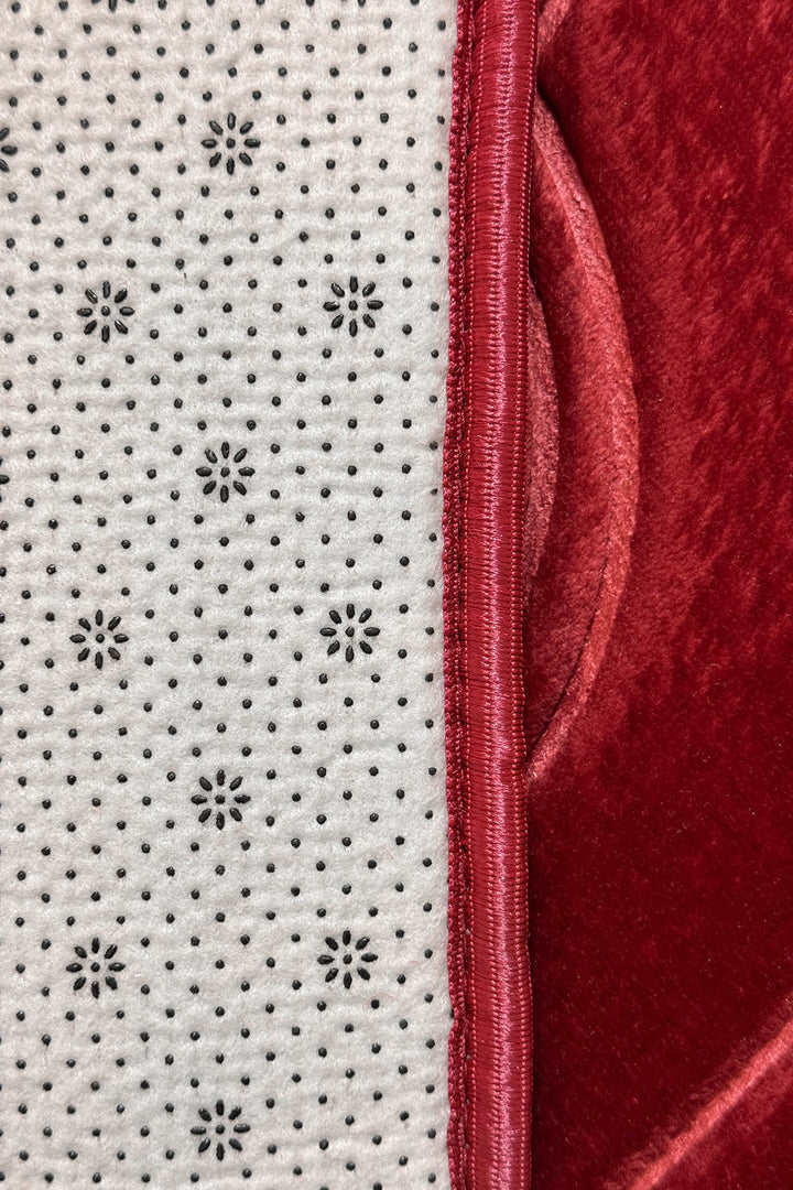 Premium Memory Foam Janamaz Red - Islamic Prayer Mat - Very Thick, Padded, Non-Slip - V Surfaces