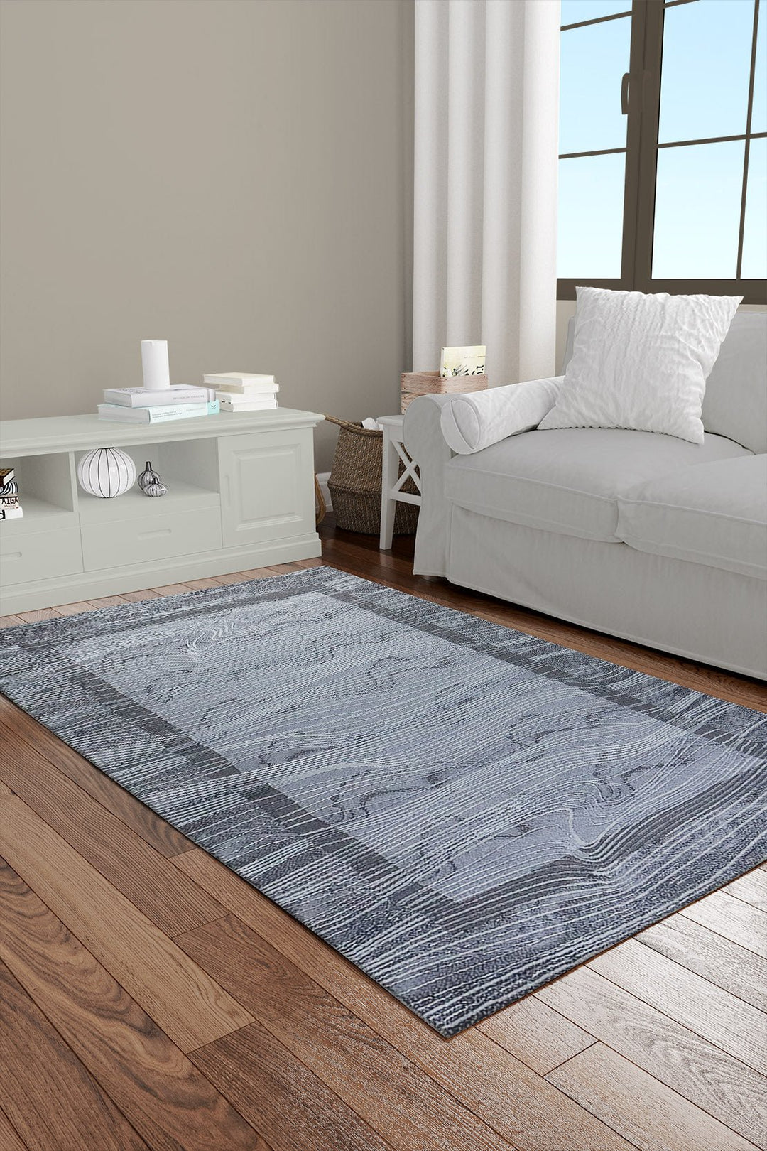 Premium Quality Turkish Astana Rug - 3.9 x 5.9 FT - Gray - Resilient Construction for Long-Lasting Use - V Surfaces