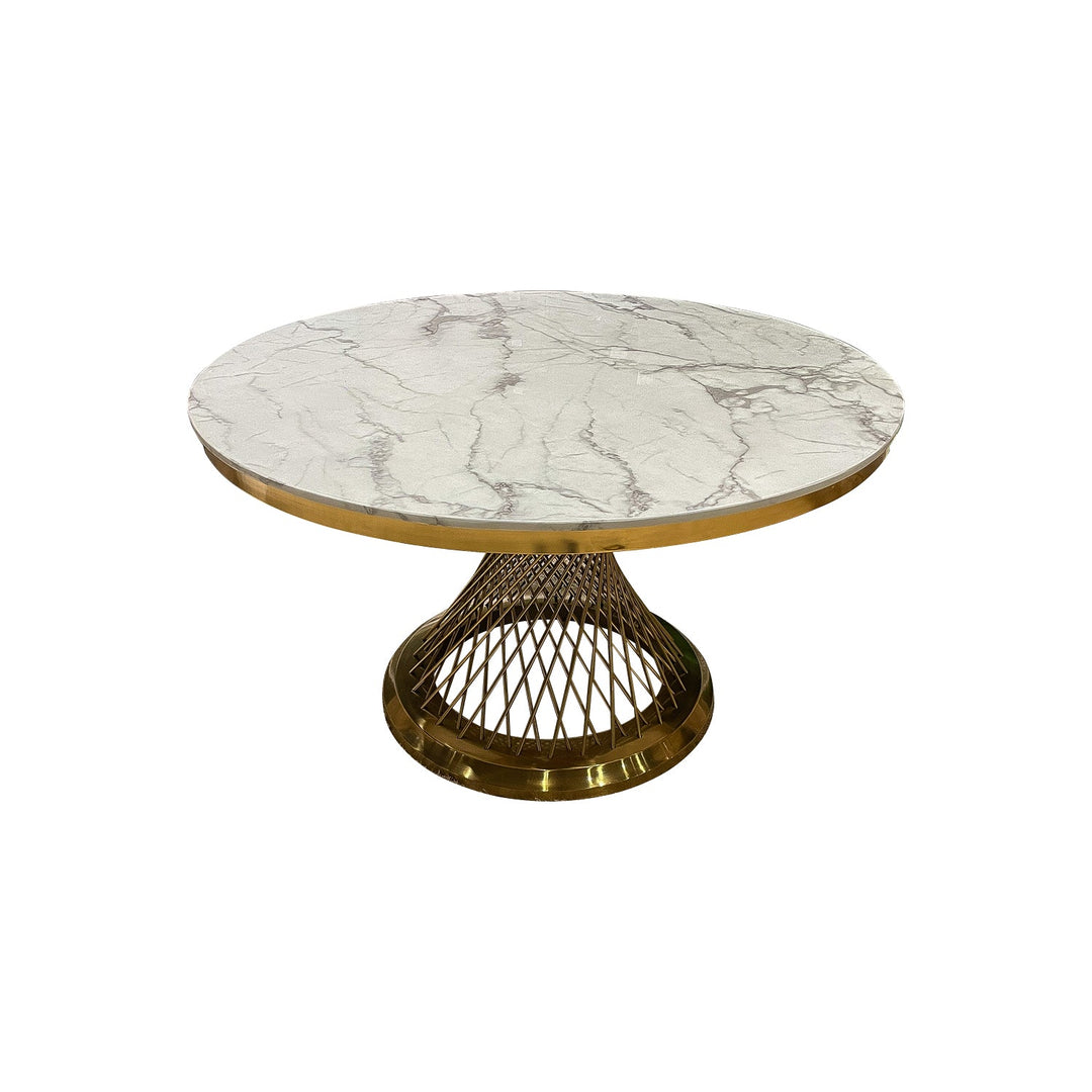 Round Marble Dining Table with Golden Legs - V Surfaces