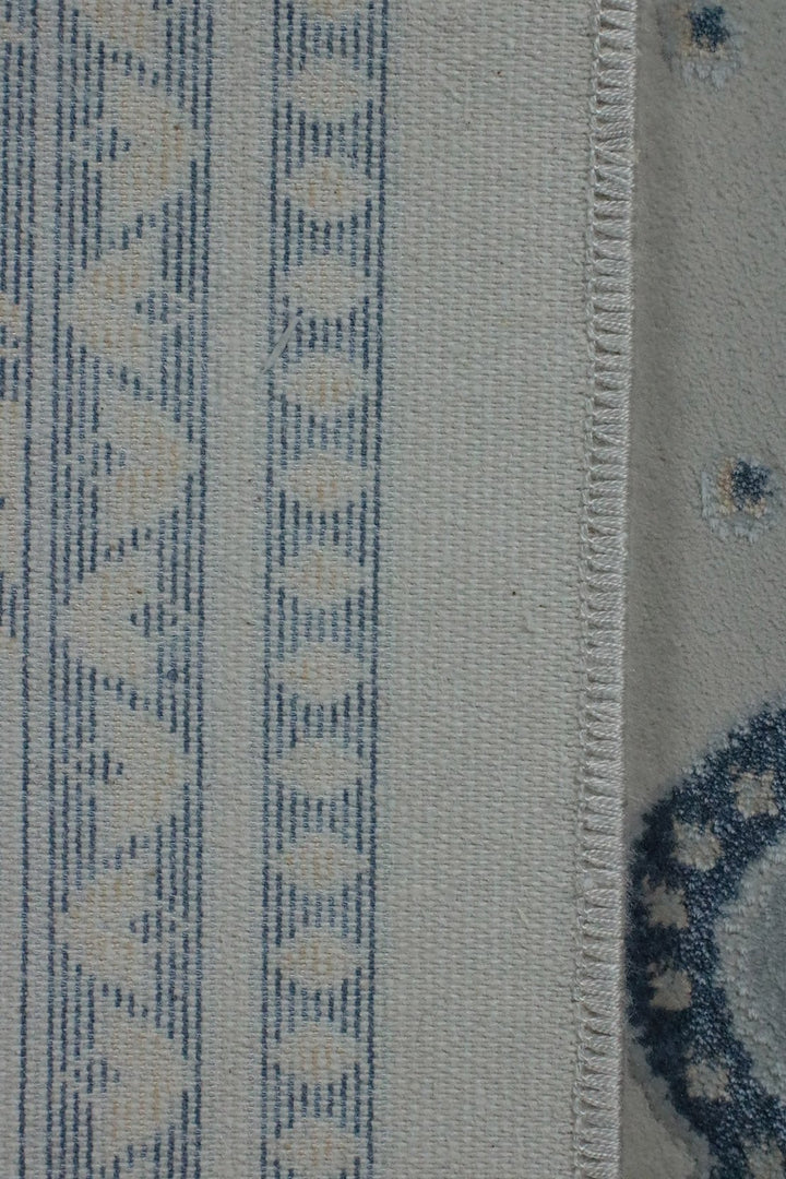 Turkish Bamboo Sajjadeh Janamaz - 2.6 x 3.9 FT - Gray qand Blue - V Surfaces