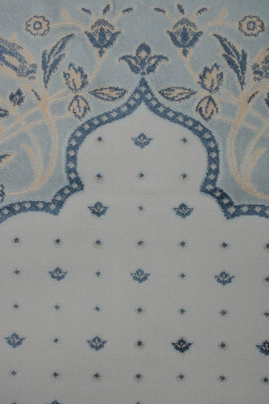 Turkish Bamboo Sajjadeh Janamaz - 2.6 x 3.9 FT - Gray qand Blue - V Surfaces