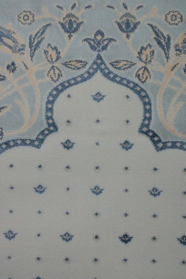 Turkish Bamboo Sajjadeh Janamaz - 2.6 x 3.9 FT - Gray qand Blue - V Surfaces