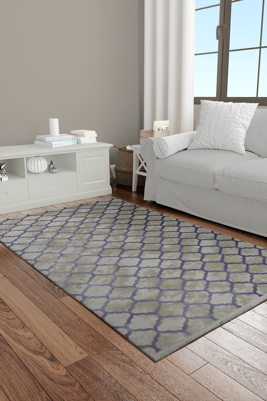 Turkish Modern Festival 1 Rug - 3.93 x 5.90 FT - Gray and Blue - Superior Comfort, Modern Style Accent Rugs - V Surfaces