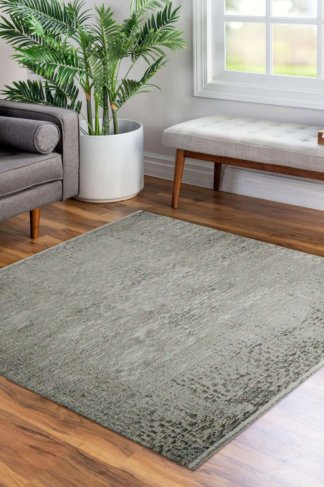 Turkish Modern Festival Viscos Rug - 6.5 x 6.5 FT - Beige - Sleek and Minimalist for Chic Interiors - V Surfaces