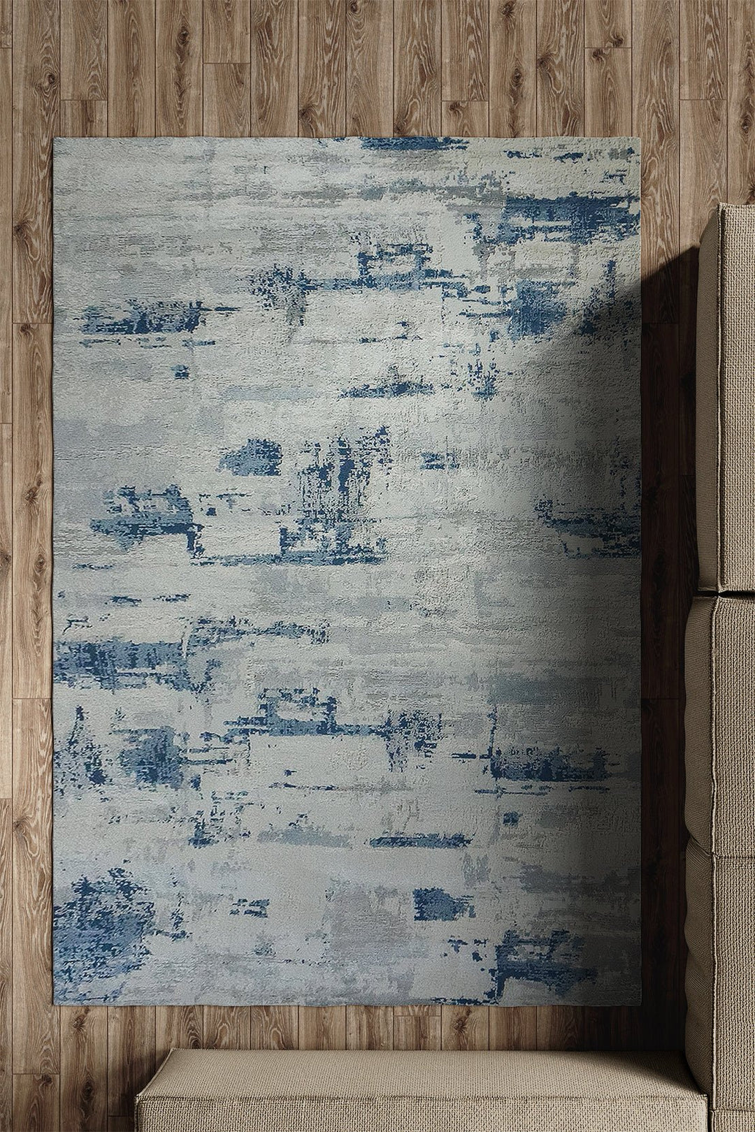 Turkish Modern Rug - 5.3 x 7.5 FT - Rug Festival 1, Blue and Gray - Superior Comfort, Modern & Contemporary Style Accent Rugs - V Surfaces