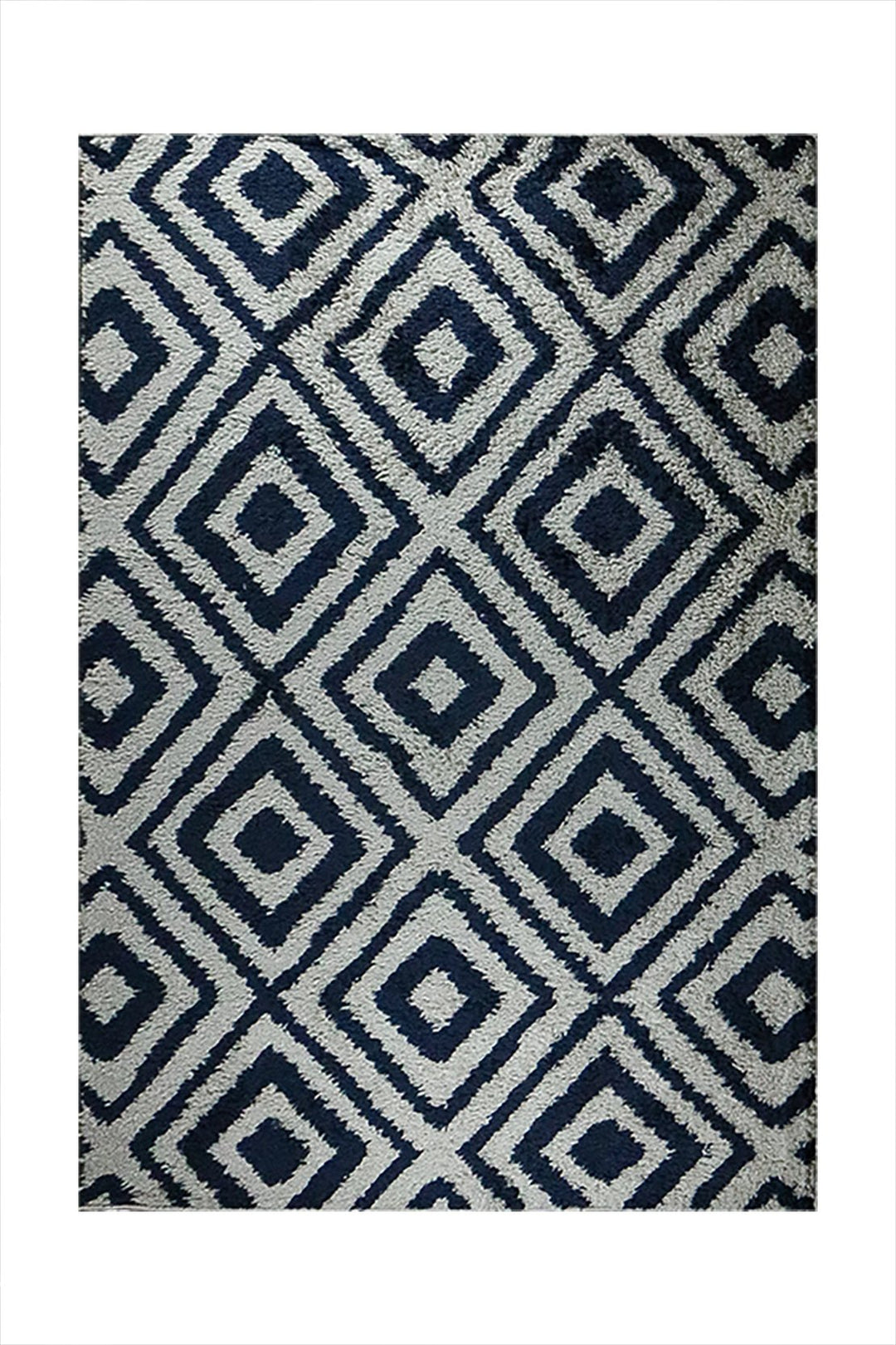Turkish Plush and Soft Festival WD Shaggy Rug -5.3 x 7.5 FT - Blue and Cream - Fluffy Furry Floor Decor Shaggy Rug - V Surfaces