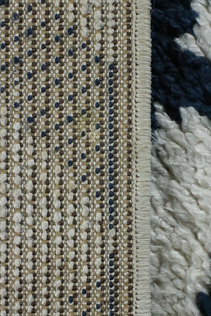 Turkish Plush and Soft Festival WD Shaggy Rug -5.3 x 7.5 FT - Blue and Cream - Fluffy Furry Floor Decor Shaggy Rug - V Surfaces