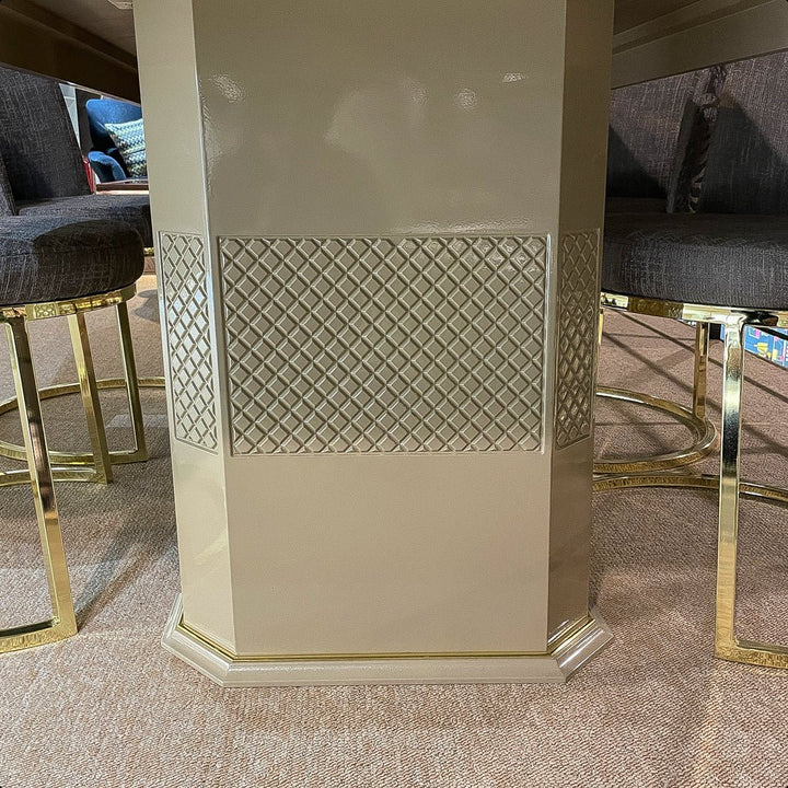 Turkish Sena Dining Table with Fabric Chairs, (Dining Table + 6 Chairs) - V Surfaces