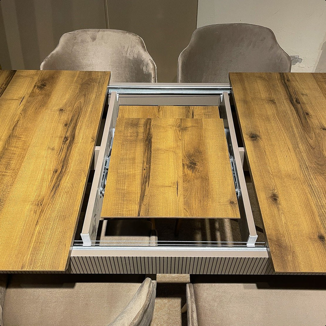 Turkish Side Dining Table with Fabric Chairs (Dining Table + 6 Chairs) - V Surfaces