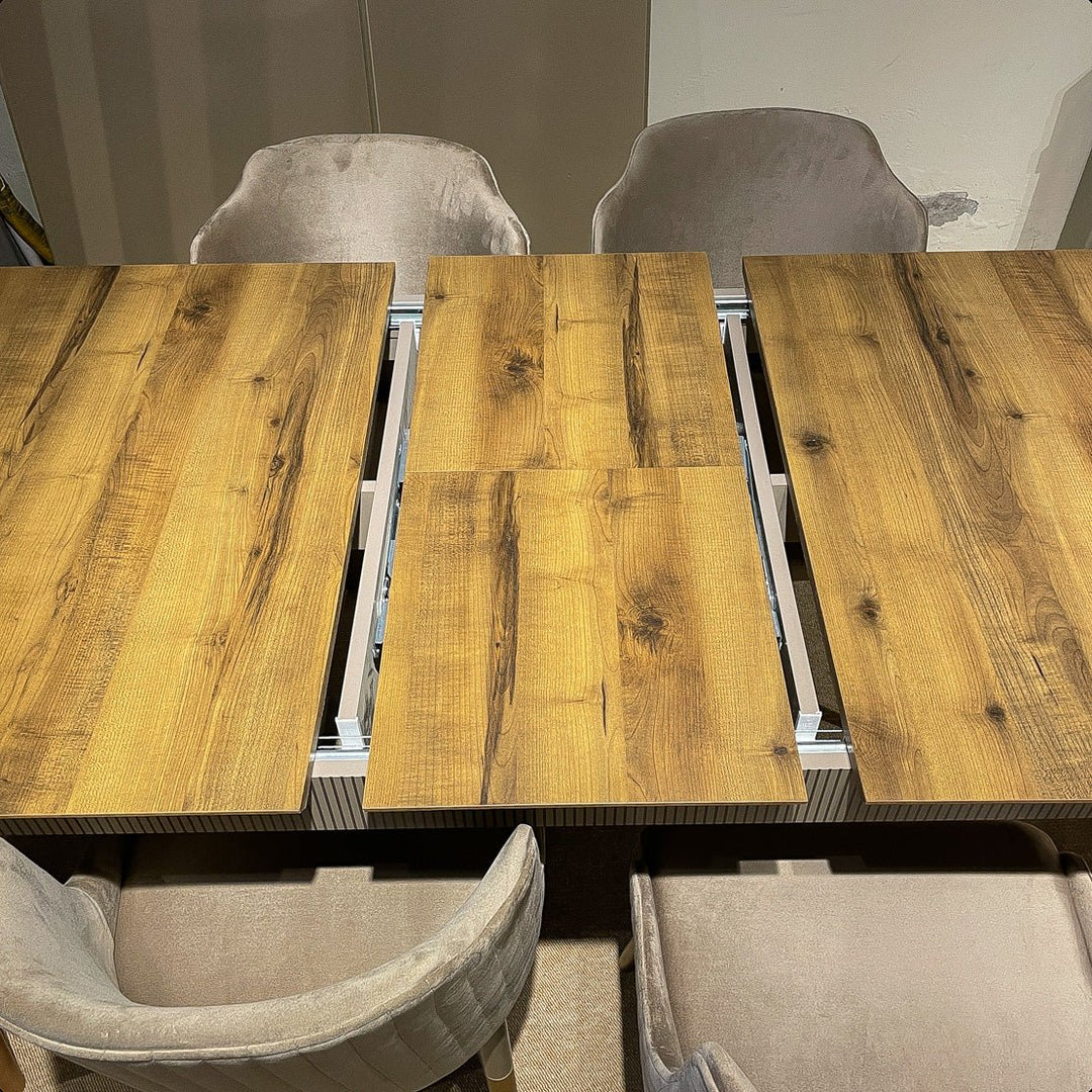 Turkish Side Dining Table with Fabric Chairs (Dining Table + 6 Chairs) - V Surfaces