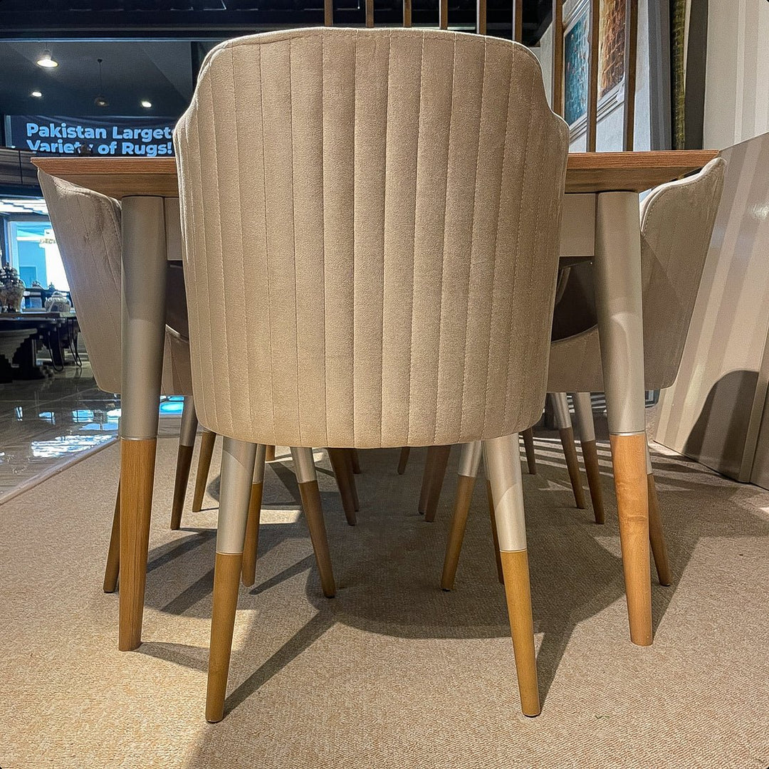 Turkish Side Dining Table with Fabric Chairs (Dining Table + 6 Chairs) - V Surfaces