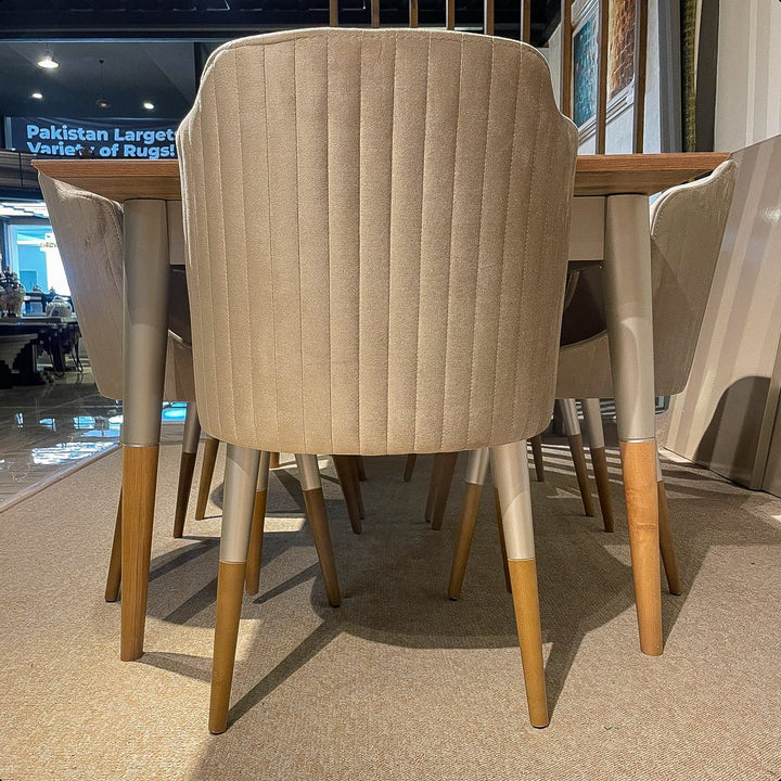 Turkish Side Dining Table with Fabric Chairs (Dining Table + 6 Chairs) - V Surfaces