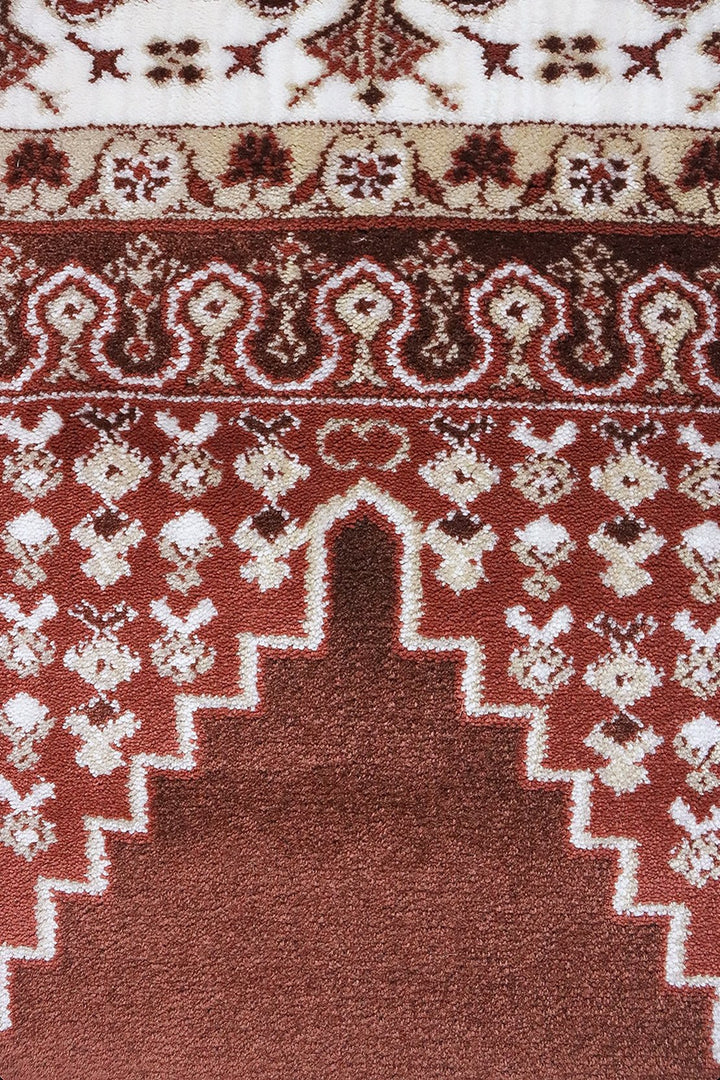 Turkish Style Acrylic Sajjadeh Prayers Mat - Maroon- Soft, Durable, and Easy to Clean - V Surfaces