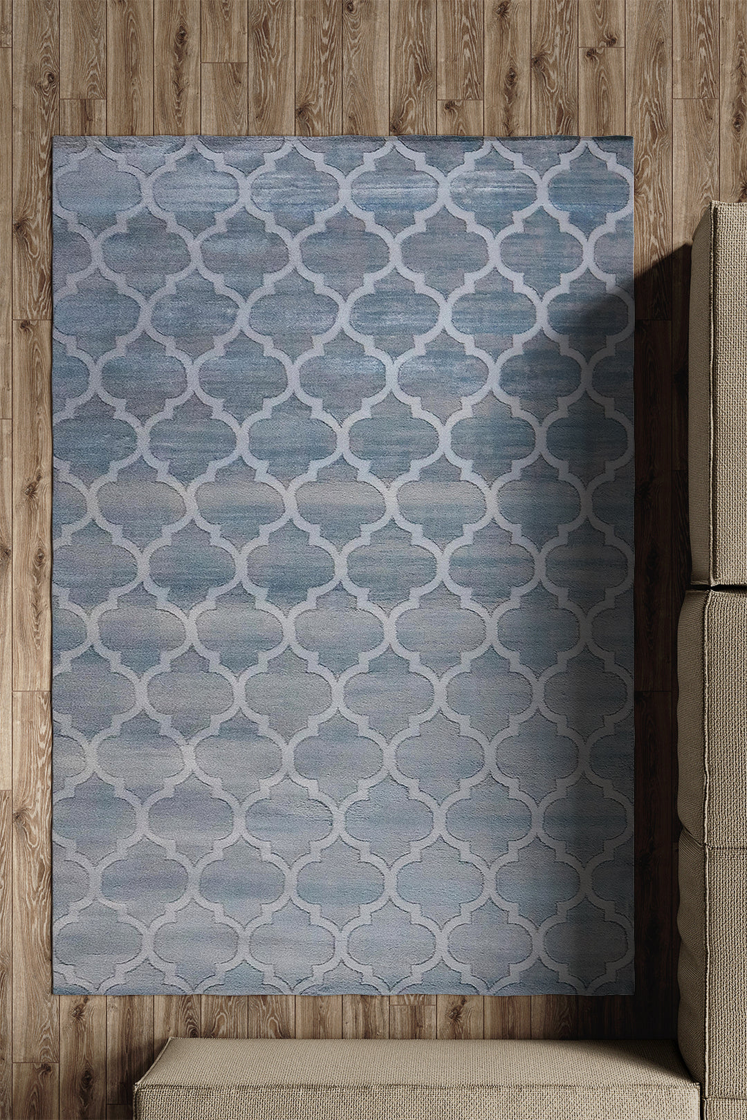 Turkish Modern Rug - 4.9 x 7.5 FT - Rug Festival 1, Blue and Cream - Superior Comfort, Modern & Contemporary Style Accent Rugs