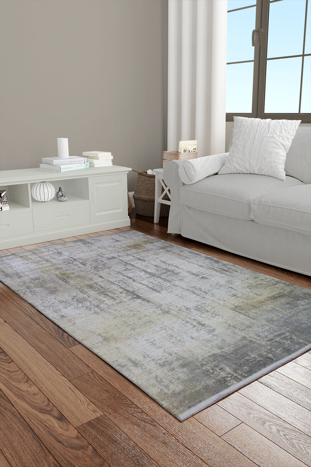 Turkish Modern Vk-Gem Rug - Pesrose - 6.5 X 9.5 Ft- Sleek And Minimalist For Chic Interiors