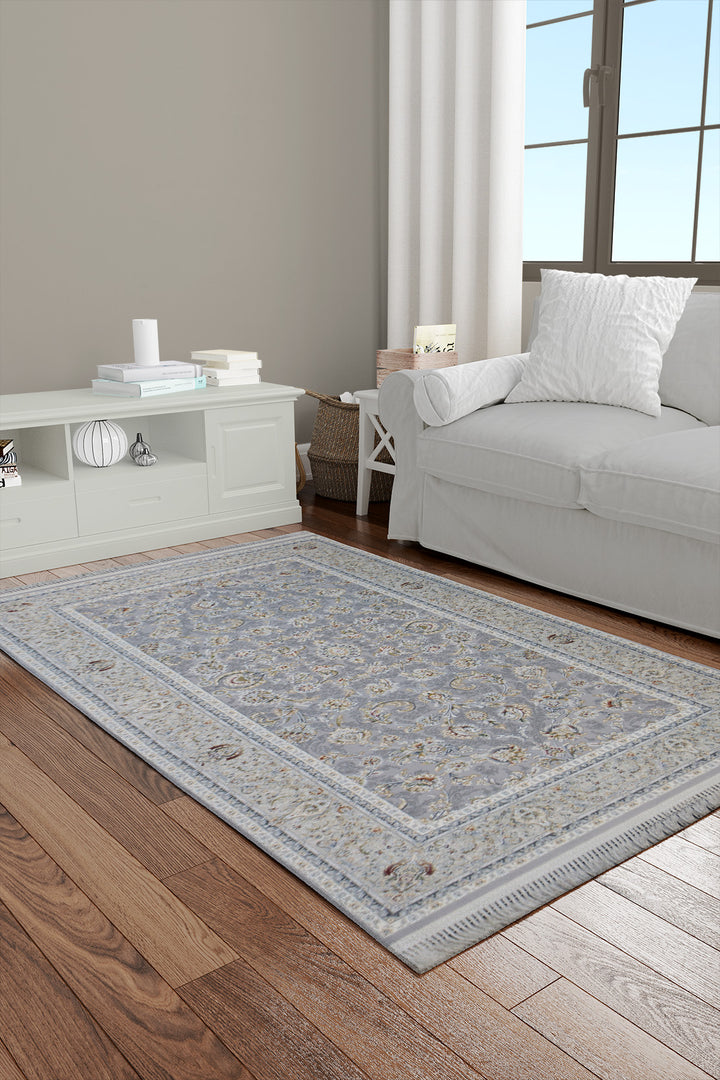 Iranian Premium Quality Authentic 1500 Rug - 2.6 x 4.9 FT - Gray - Resilient Construction for Long-Lasting Use