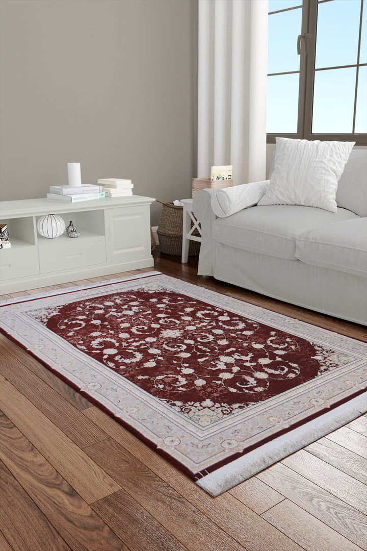 Iranian Premium Quality Authentic 1500 Rug - 3.3 x 4.9 FT - Red - Resilient Construction for Long-Lasting Use