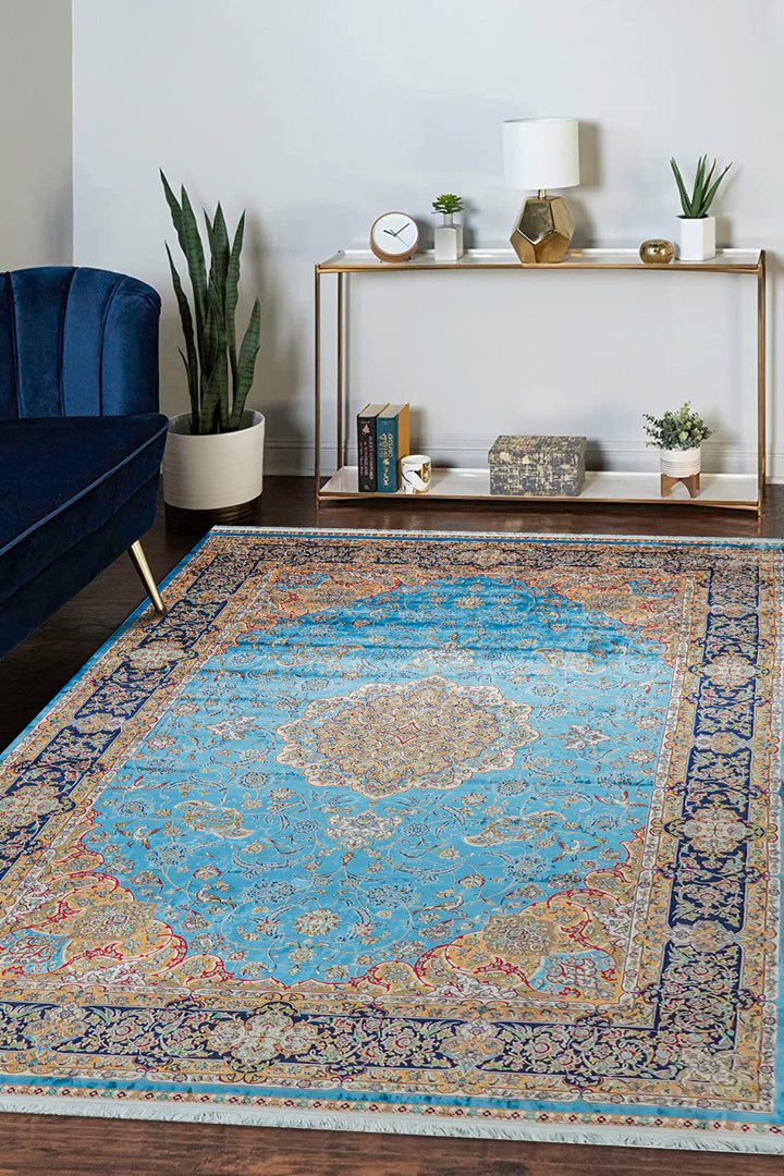 Premium Abrisham Persian Rug 1200 Reeds - Blue