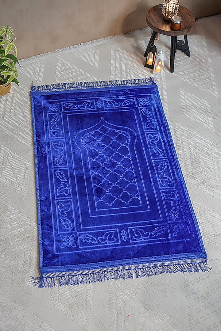 Comfort Janamaz - Premium Velvet Quilted Prayer Mat - Navy
