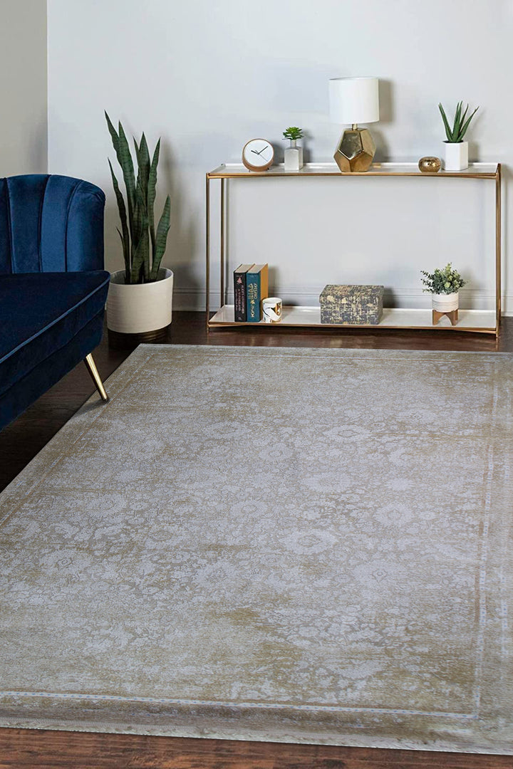 Iranian Premium Quality Authentic Modern Rug - 6.5 x 9.8 FT -  Beige - Resilient Construction for Long-Lasting Use