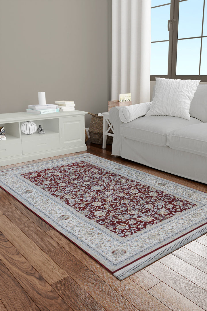 Iranian Premium Quality Authentic 1500 Rug - 2.6 x 4.9 FT - Red - Resilient Construction for Long-Lasting Use