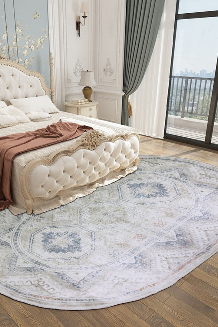 Turkish Modern Festival WD Oval Rug  - 9.1 x 12.4 FT - Cream -  Luxurious Woven Masterpiece 50% Off!