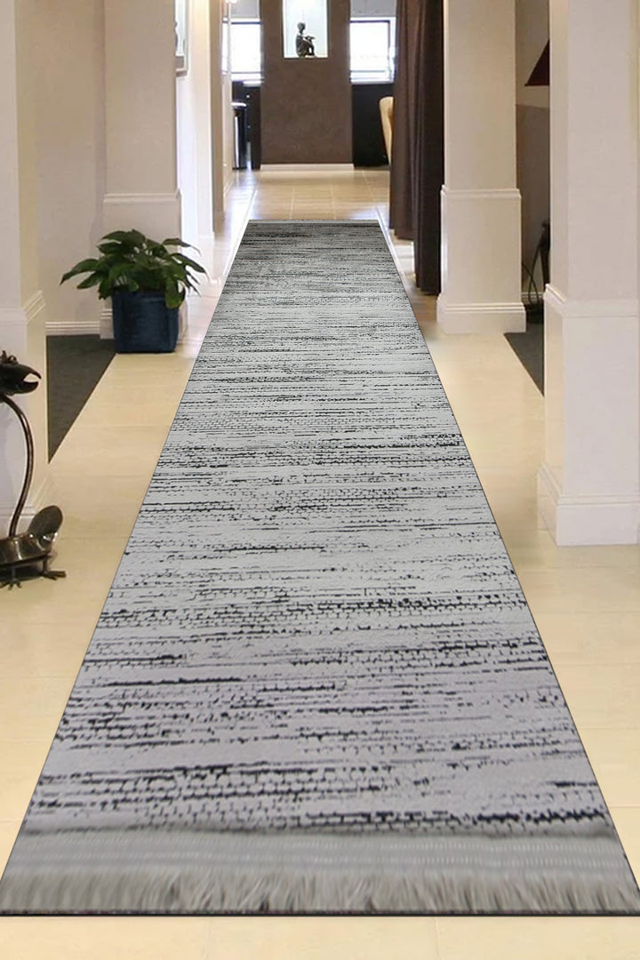 Turkish Modern  Festival Wd Rug  - 2.6 x 11.4 FT - Gray -  Luxurious Woven Masterpiece 50% Off!
