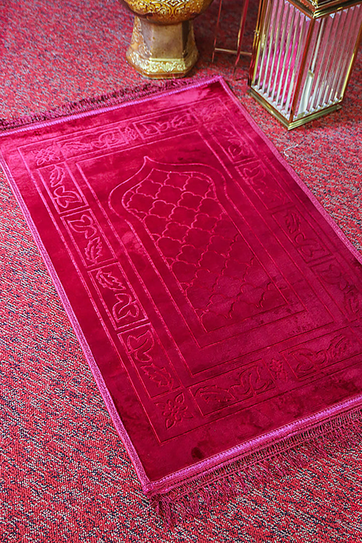 Comfort Janamaz - Premium Velvet Quilted Prayer Mat - Red