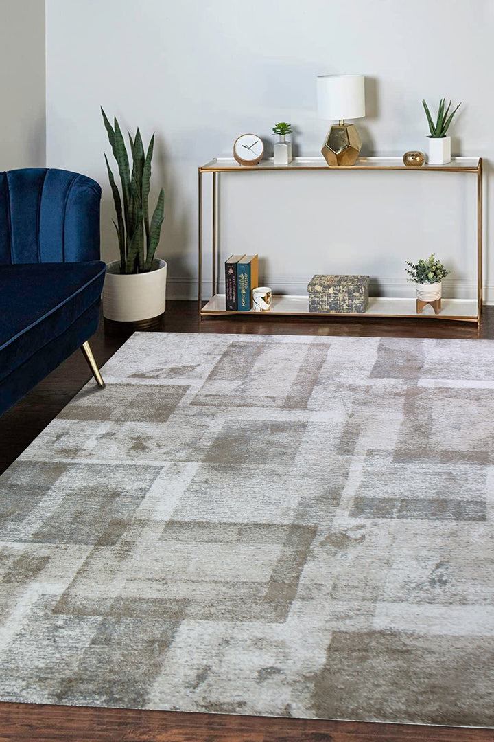 Turkish Modern  Festival Wd Rug  - 6.5 x 9.5 FT - Beige -  Luxurious Woven Masterpiece 50% Off!