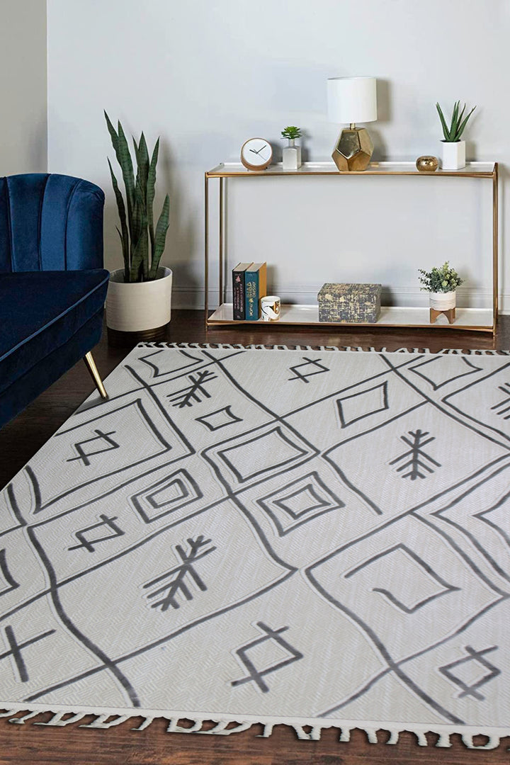 Turkish Modern Festival - 5.2 x 7.5 FT - Cream - Superior Comfort, Modern Style Accent Rugs