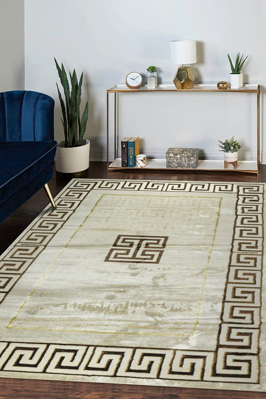 Turkish Modern Treasure Rug - 6.5 x 9.5 FT - Beige - Sleek and Minimalist for Chic Interiors