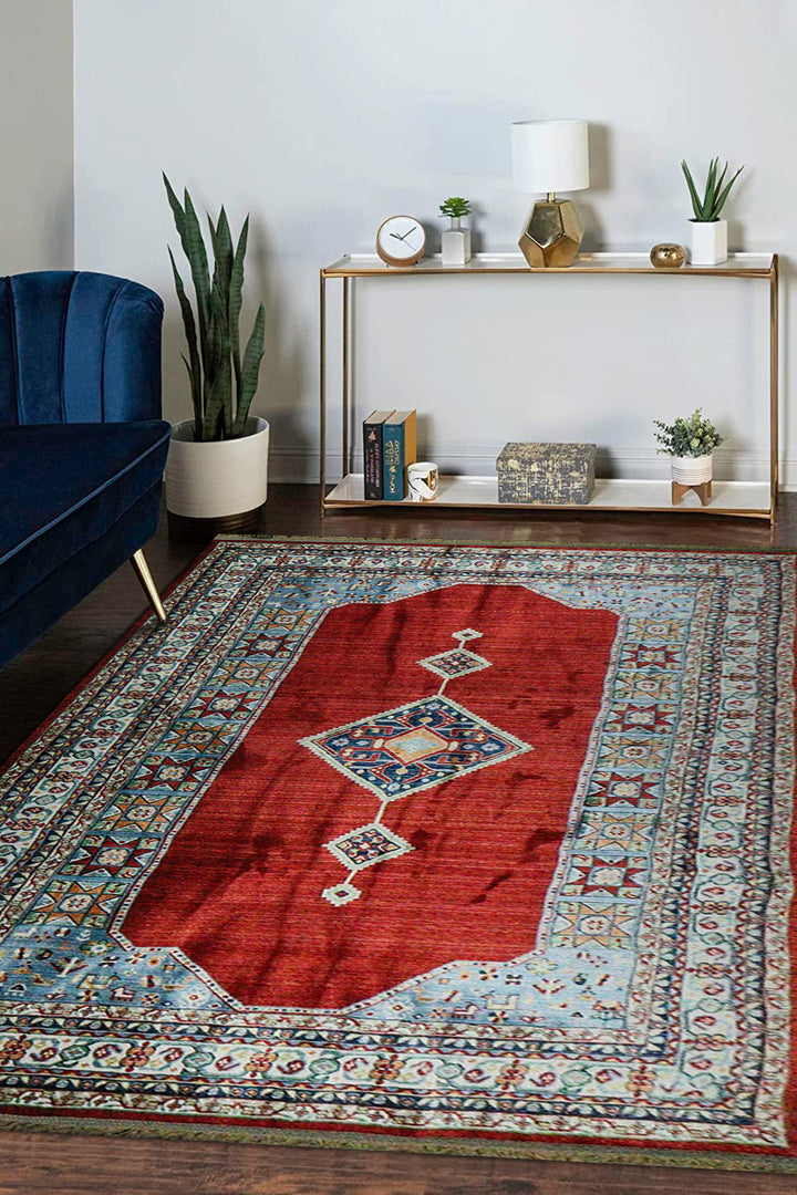 Iranian Rhyton Rugs-Wd Rug - 6.5 x 9.8 FT - Red - Resilient Construction for Long-Lasting Use