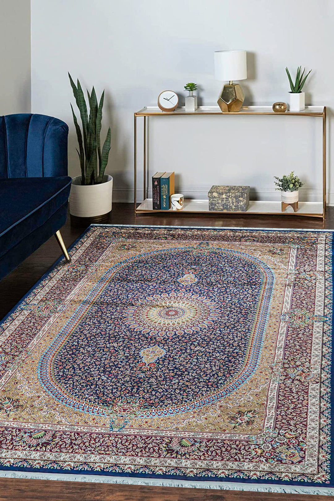 Premium Abrisham Persian Rug 1200 Reeds - Blue