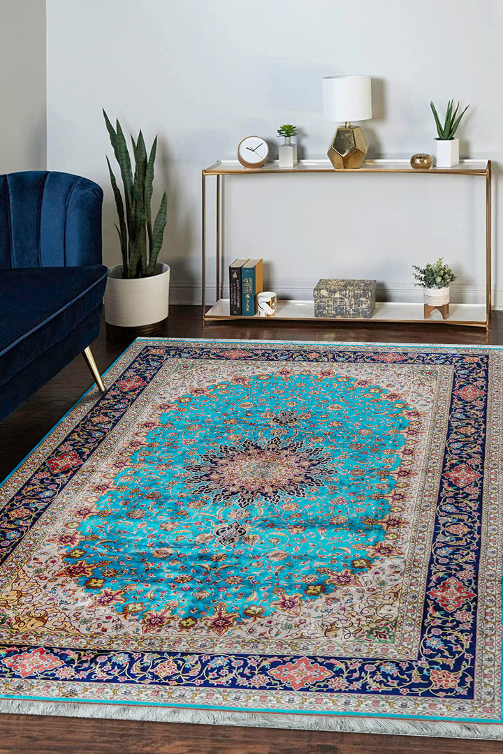 Premium Abrisham Persian Rug 1600 Reeds - Blue