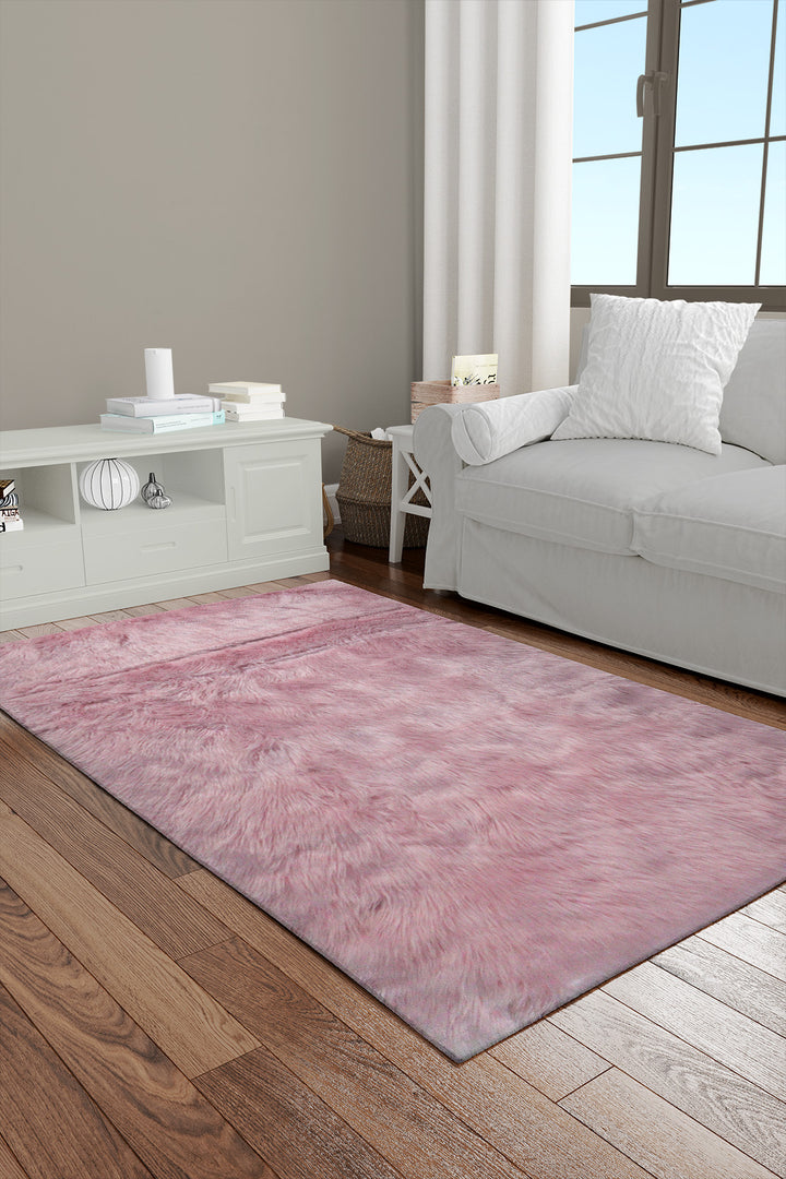 Wild Life (Sheep Fur) - 3.9 x 5.5 FT - Pink - Luxuriously Soft Fluffy Rug
