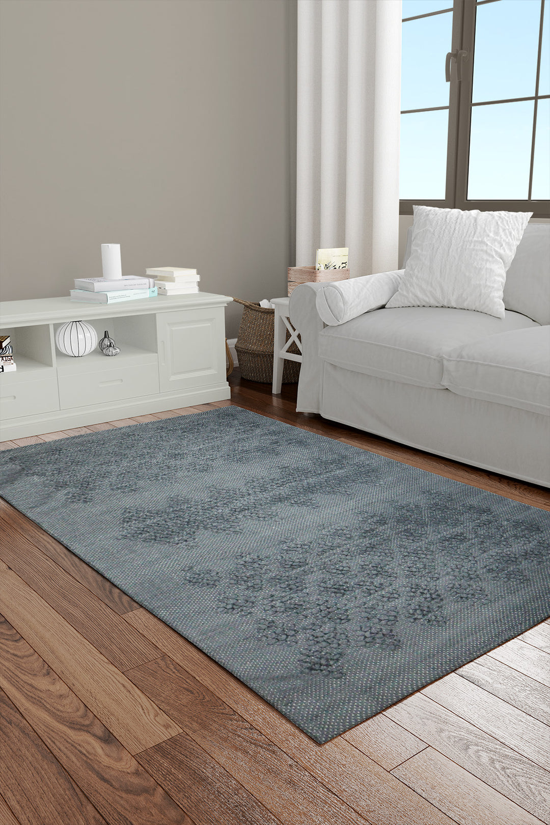 Hand Woven Modern Khaddi Premium Rug - 2.9 x 5.0 FT -  Gray